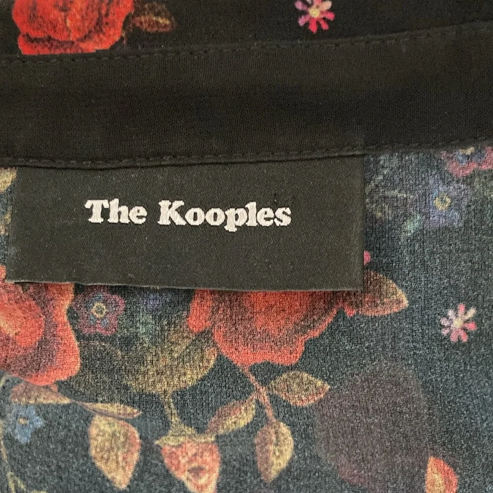 The Kooples Size XXS Romantic Floral Print Black Sheer button front Blouse - Picture 7 of 9